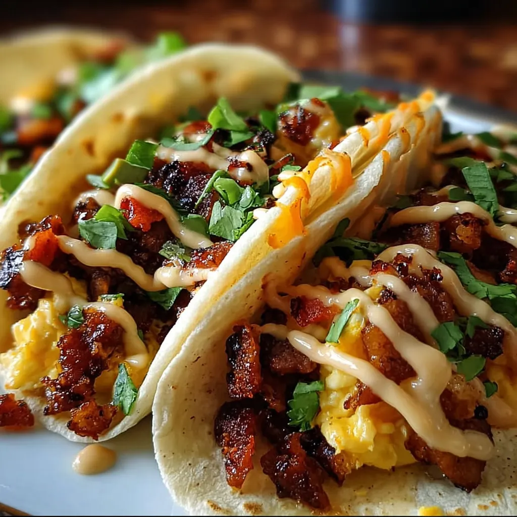 Ultimate Loaded Breakfast Tacos with Scrambled Eggs Crispy Bacon and Fresh Toppings - secondary view